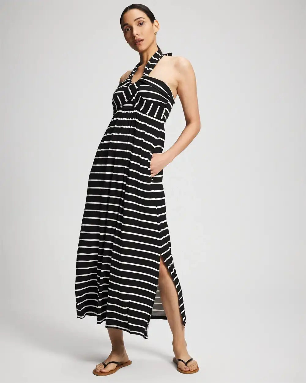 Twist-Front Halter Maxi Bra Dress