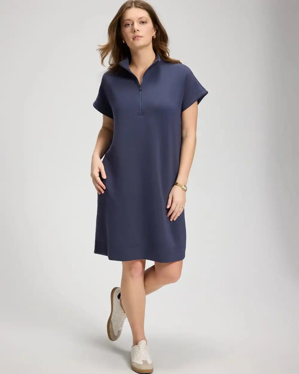 Modern Modal Quarter-Zip Short Sleeve Lounge Dress