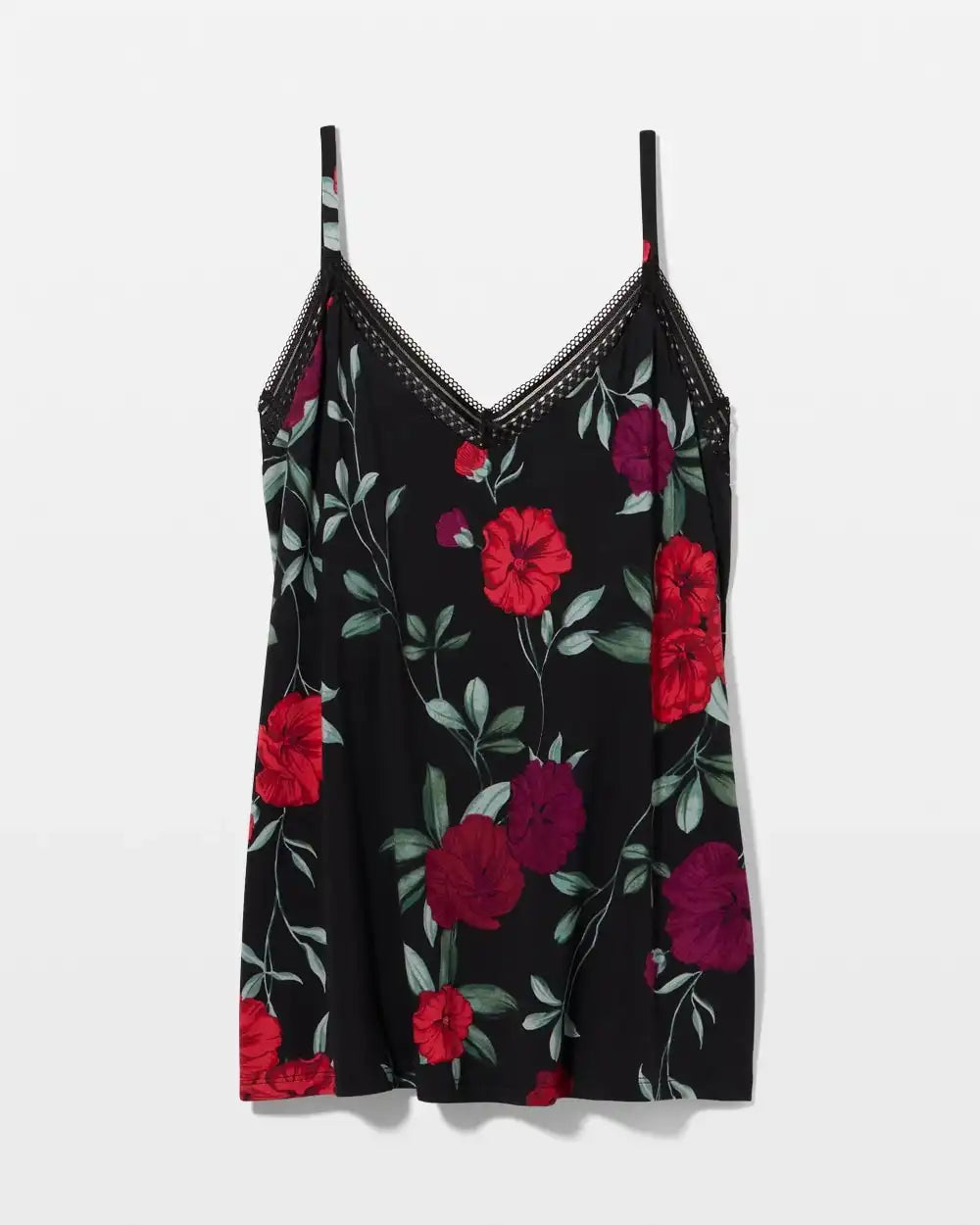 Cool Nights Lace Trim Pajama Cami with Shelf Bra