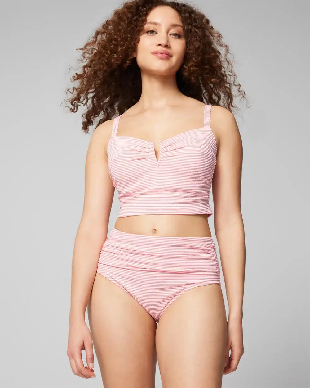 Seersucker High-Waist Bottoms