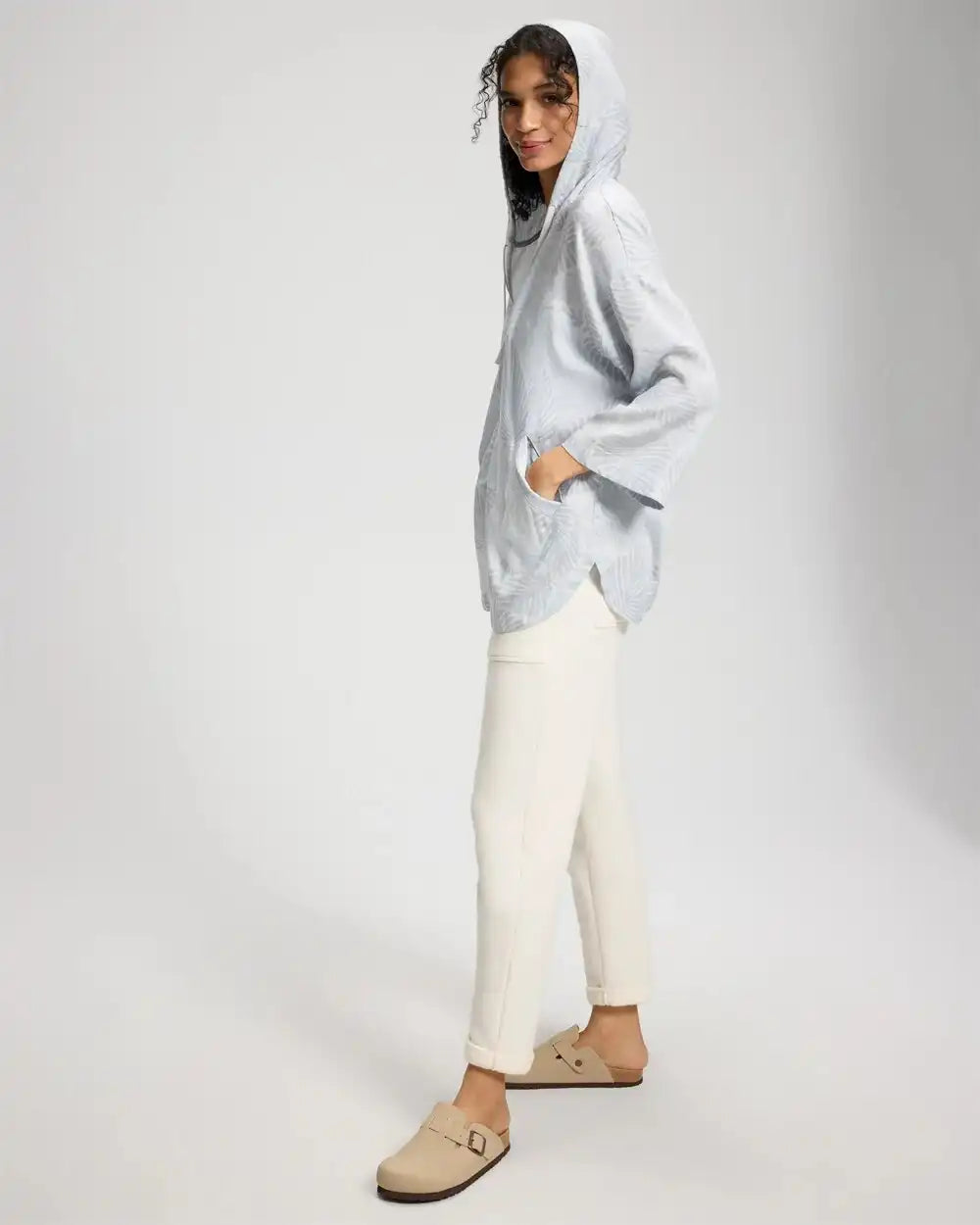 Chambray Oversized Zip-Up Jacket