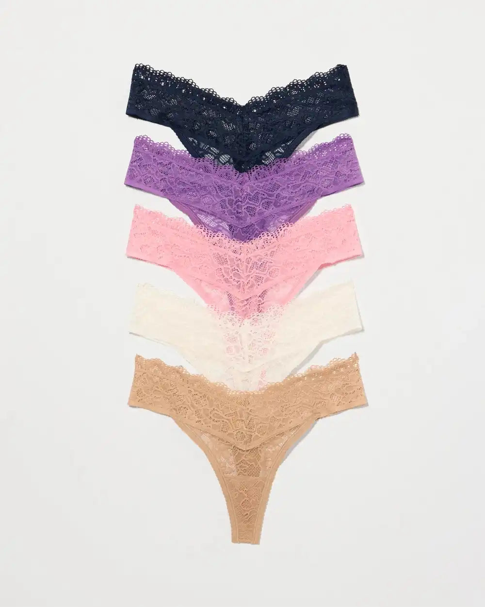 Thong Panty with Enchanting Lace 5 Pack