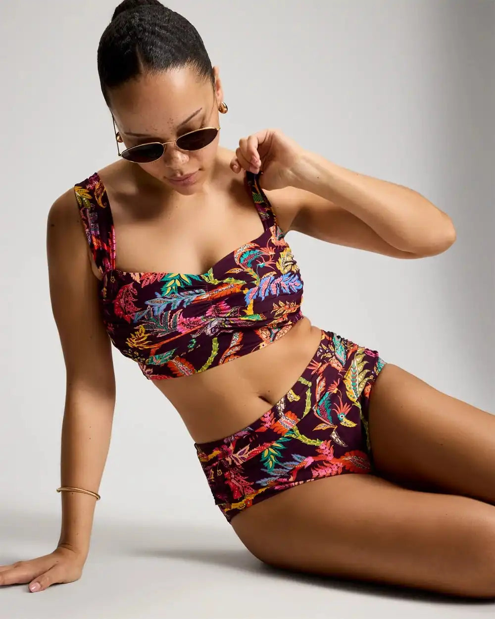 Ruched Longline Bikini Top